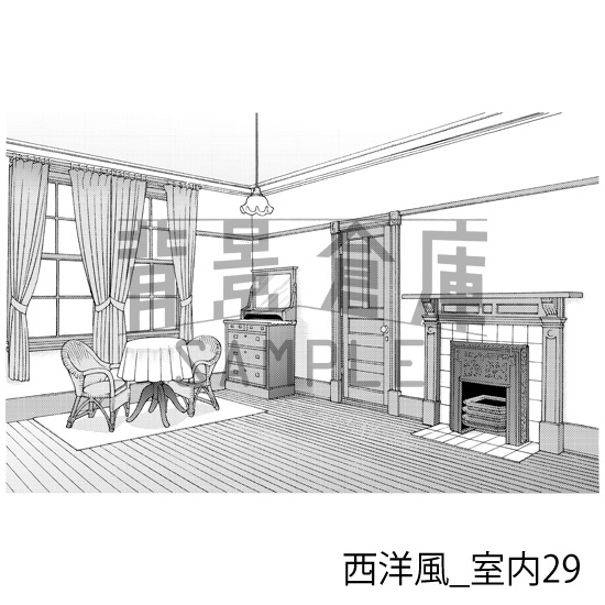 西洋風_背景素材集7(室内)_トーン