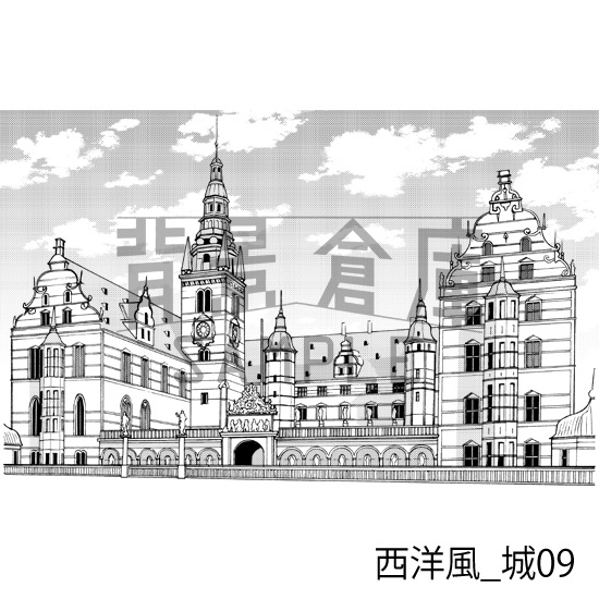 西洋風_背景素材集9(城)_トーン