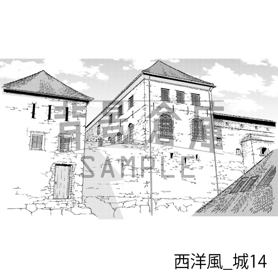 西洋風_背景素材集9(城)_トーン
