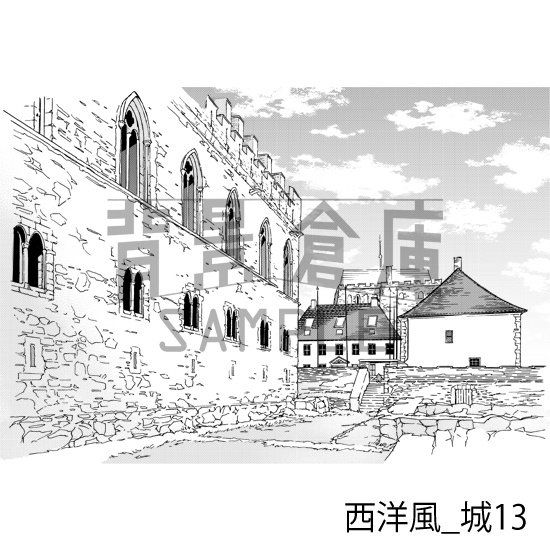 西洋風_背景素材集9(城)_トーン