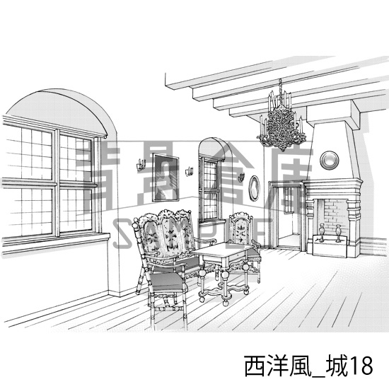 西洋風_背景素材集9(城)_トーン