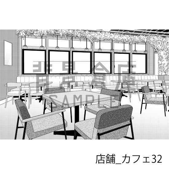 店舗_背景素材集22(カフェ)_トーン