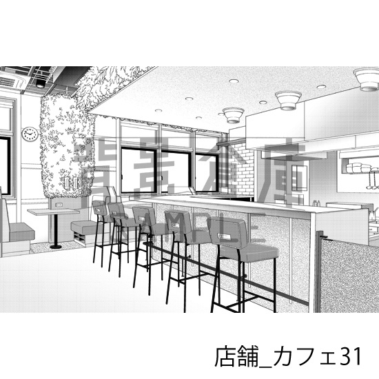 店舗_背景素材集22(カフェ)_トーン