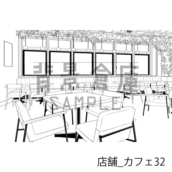 店舗_背景素材集22(カフェ)_トーン