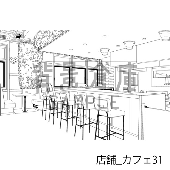 店舗_背景素材集22(カフェ)_トーン