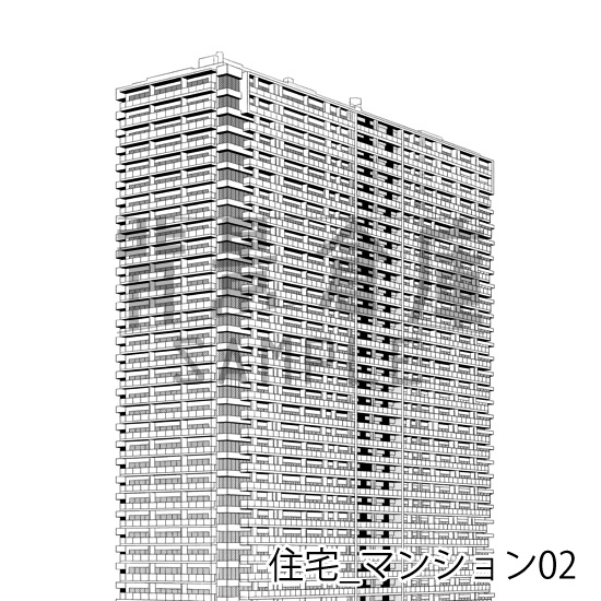 住宅_背景素材集21(マンション外観)_トーン