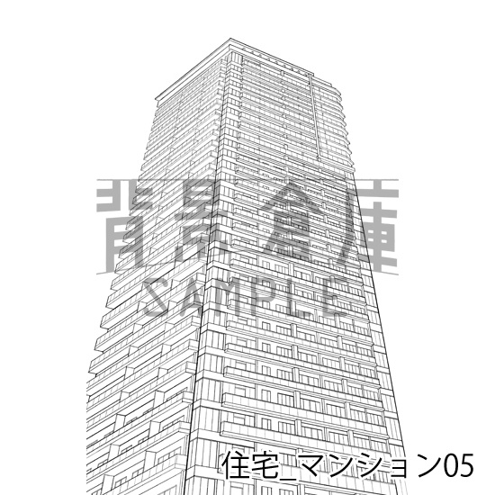 住宅_背景素材集21(マンション外観)_トーン