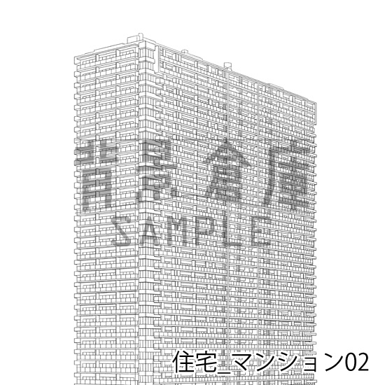 住宅_背景素材集21(マンション外観)_トーン