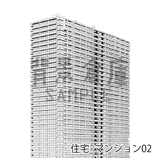 住宅_背景素材集21(マンション外観)_トーン