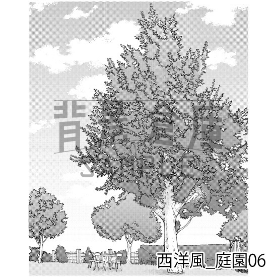 西洋風_背景素材集8(庭園)_トーン