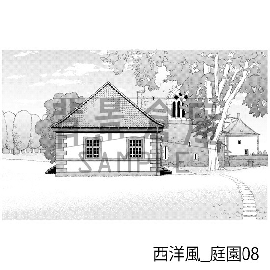 西洋風_背景素材集8(庭園)_トーン