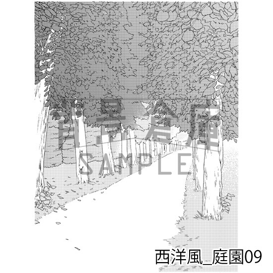 西洋風_背景素材集8(庭園)_トーン