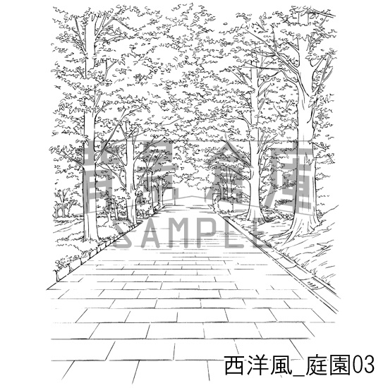 西洋風_背景素材集8(庭園)_トーン