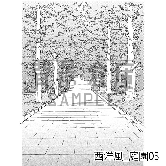 西洋風_背景素材集8(庭園)_トーン