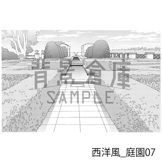 西洋風_背景素材集8(庭園)_トーン