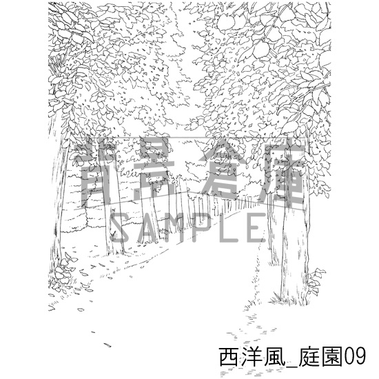 西洋風_背景素材集8(庭園)_トーン