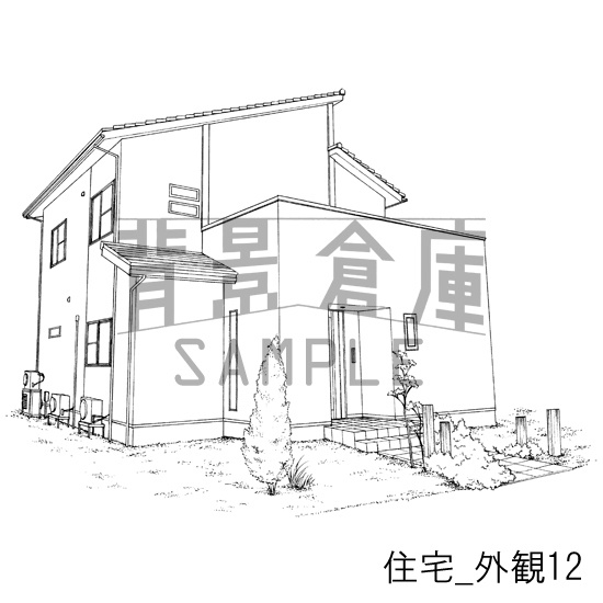 住宅_背景素材集2(外観 玄関)_トーン