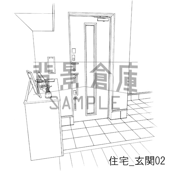 住宅_背景素材集2(外観 玄関)_トーン
