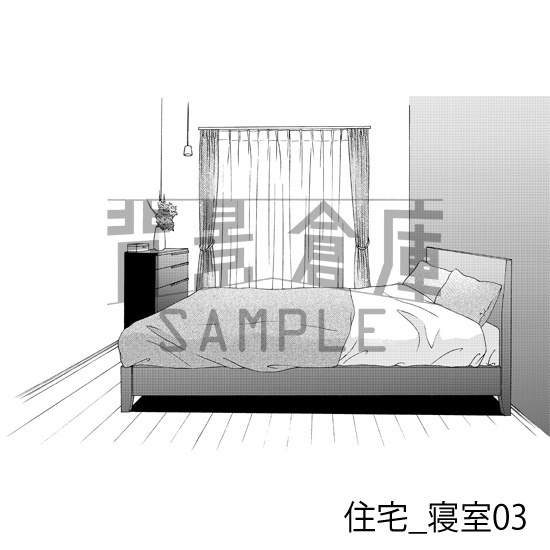 住宅_背景素材集3(部屋 寝室)_トーン