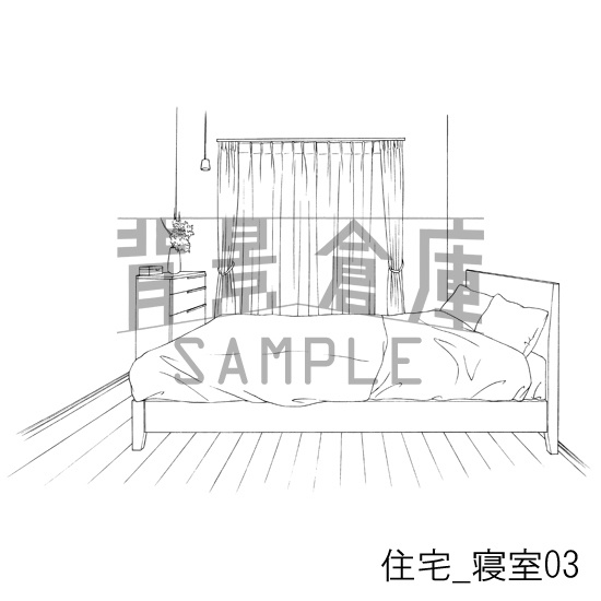 住宅_背景素材集3(部屋 寝室)_トーン