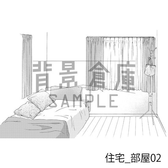 住宅_背景素材集3(部屋 寝室)_トーン