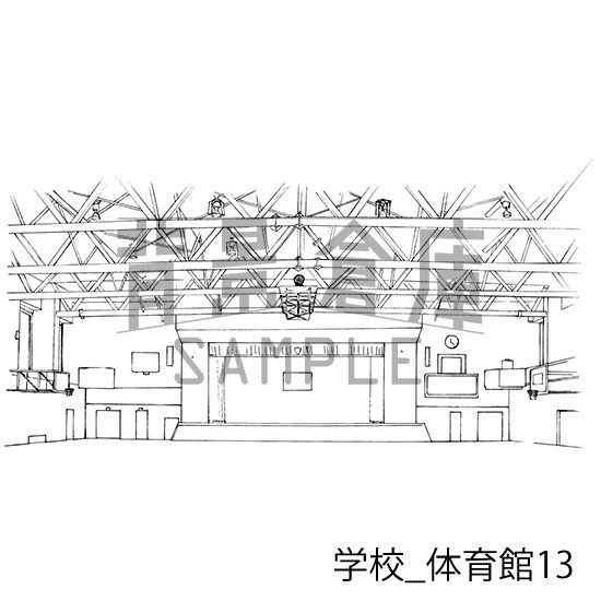 学校の背景集_セット17(体育館)