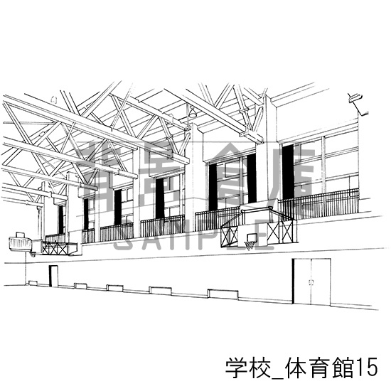 学校の背景集_セット17(体育館)