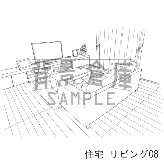 住宅_背景素材集5(リビング)_トーン