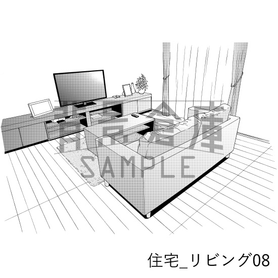 住宅_背景素材集5(リビング)_トーン