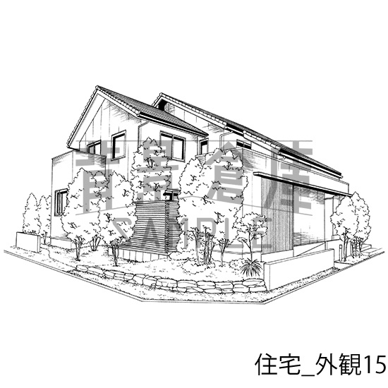 住宅_背景素材集7(外観)_トーン
