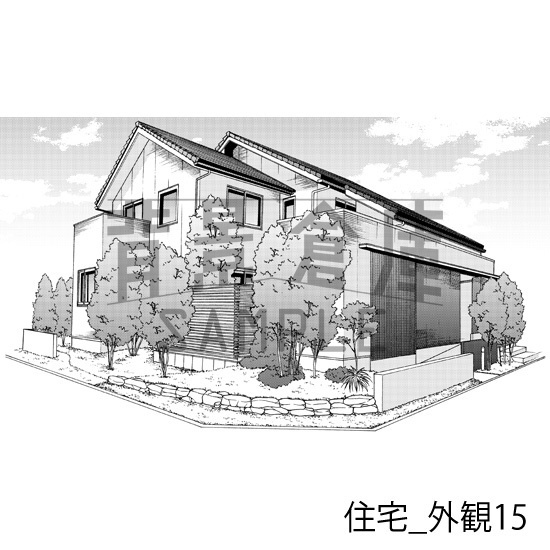 住宅_背景素材集7(外観)_トーン