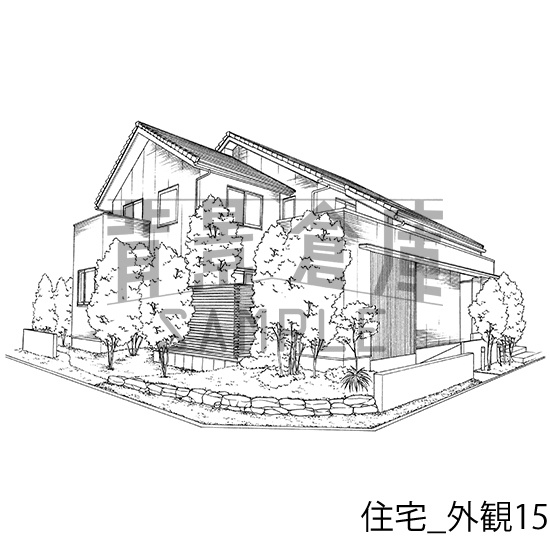 住宅_背景素材集7(外観)_トーン