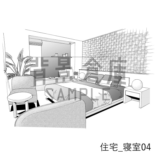 住宅_背景素材集8(リビング 寝室)_トーン