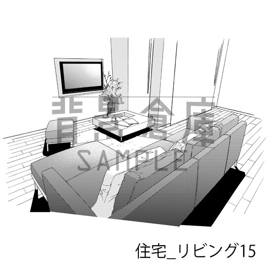 住宅_背景素材集8(リビング 寝室)_トーン