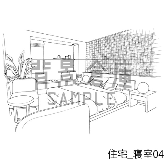 住宅_背景素材集8(リビング 寝室)_トーン