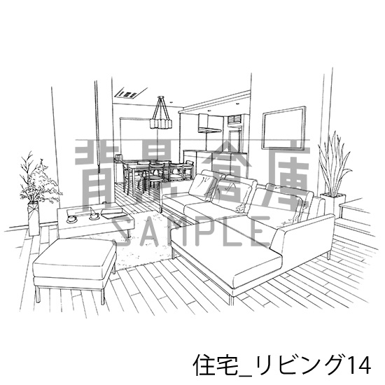 住宅_背景素材集8(リビング 寝室)_トーン