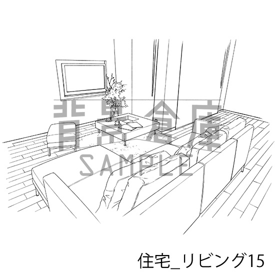 住宅_背景素材集8(リビング 寝室)_トーン