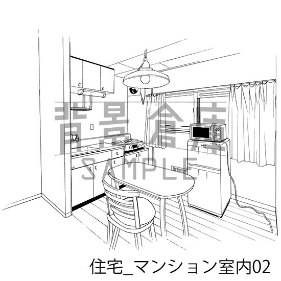 住宅_背景素材集9(マンション室内)_トーン