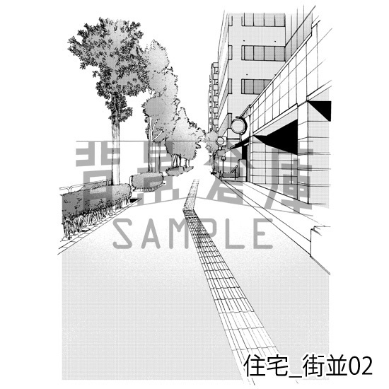 住宅_背景素材集13(街並)_トーン