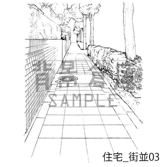 住宅_背景素材集13(街並)_トーン