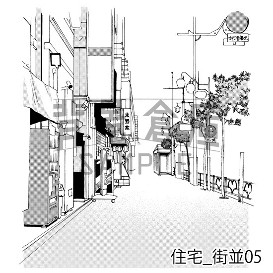 住宅_背景素材集13(街並)_トーン