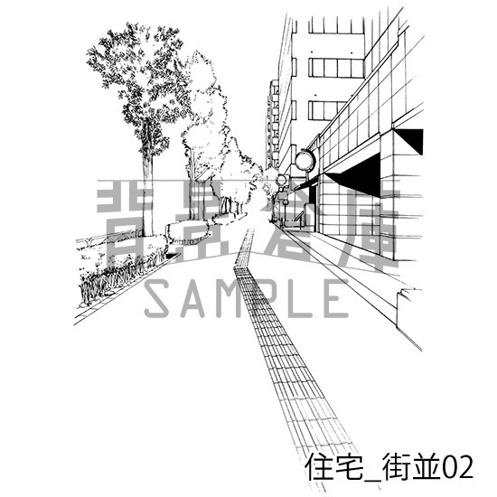 住宅_背景素材集13(街並)_トーン