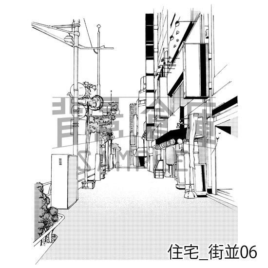住宅_背景素材集13(街並)_トーン