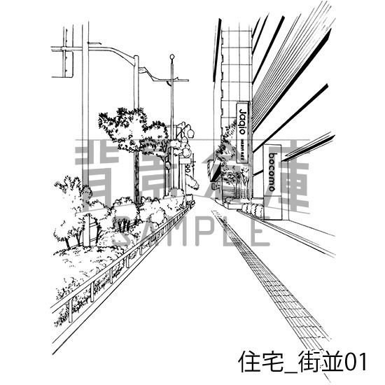 住宅_背景素材集13(街並)_トーン