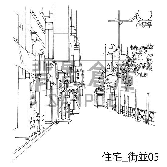 住宅_背景素材集13(街並)_トーン