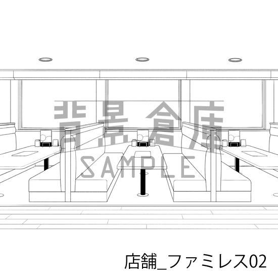 店舗_背景素材集26(ファミレス)_トーン