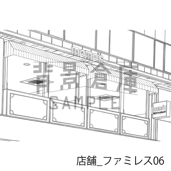 店舗_背景素材集26(ファミレス)_トーン