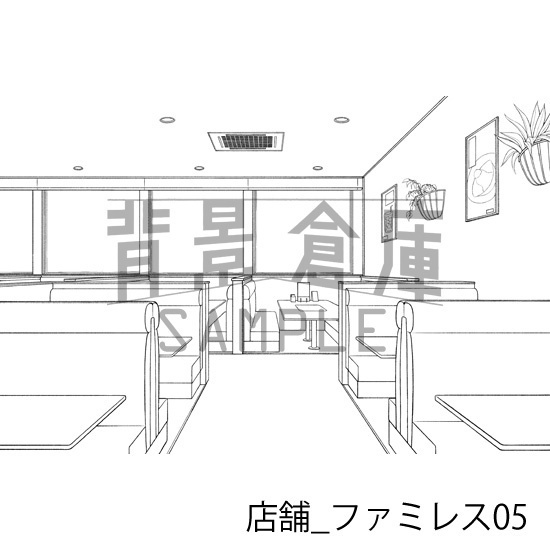 店舗_背景素材集26(ファミレス)_トーン