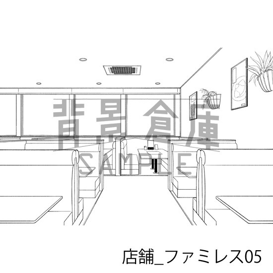 店舗_背景素材集26(ファミレス)_トーン