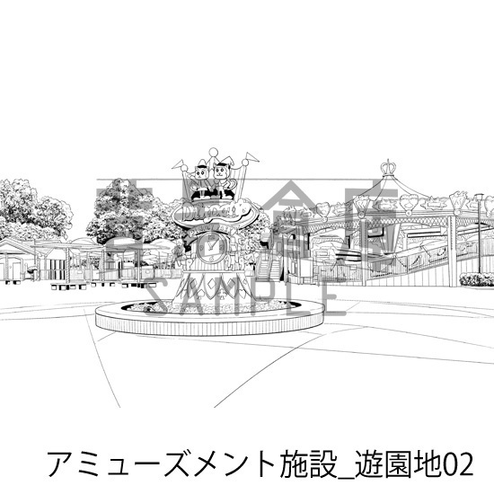アミューズメント施設_背景素材集8(遊園地)_トーン
